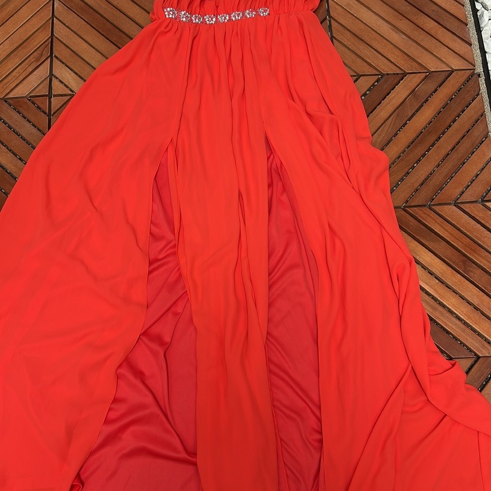 ASOS Bright Red Maxi Dress with Embellished Waist - Picture 8 of 16